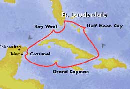 Western Caribbean cruise path